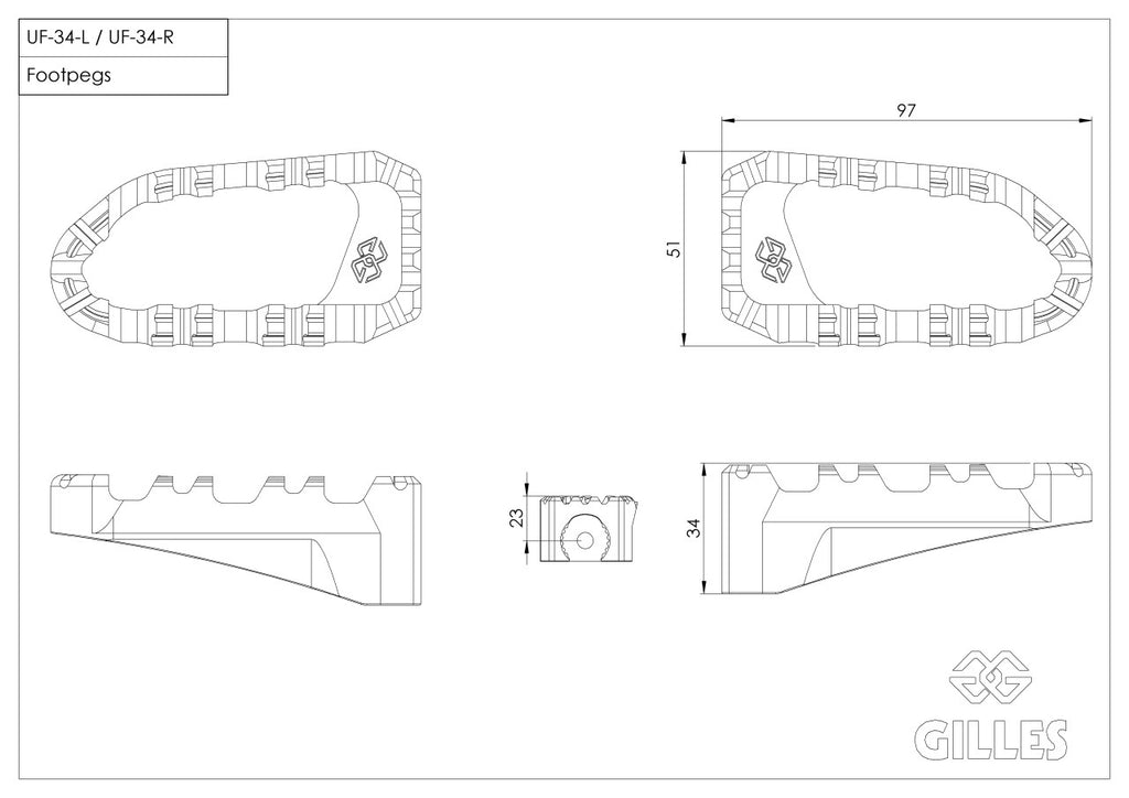 Gilles Pro-X Enduro Footpegs (K5X R1200GS/GSA, R1250GS/GSA, R1300GS/GSA, K8X F800GS/F850GS/F850GSA/F900GS/F900GSA